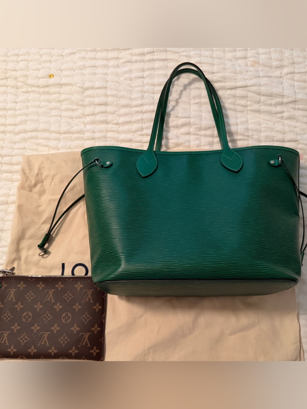 Louis Vuitton Borneo Green Neverfull MM Tote Bag